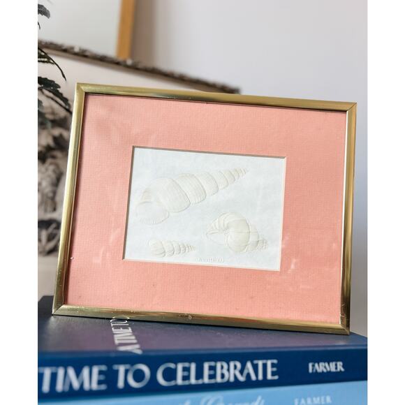 Framed Riviera Originals “Wentletrap” Embossed‎ Shell Print | Vintage Coastal - Picture 6 of 6